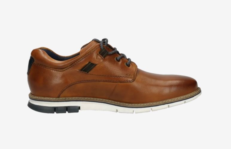 Bugatti nette veterschoenen bruin leer effen